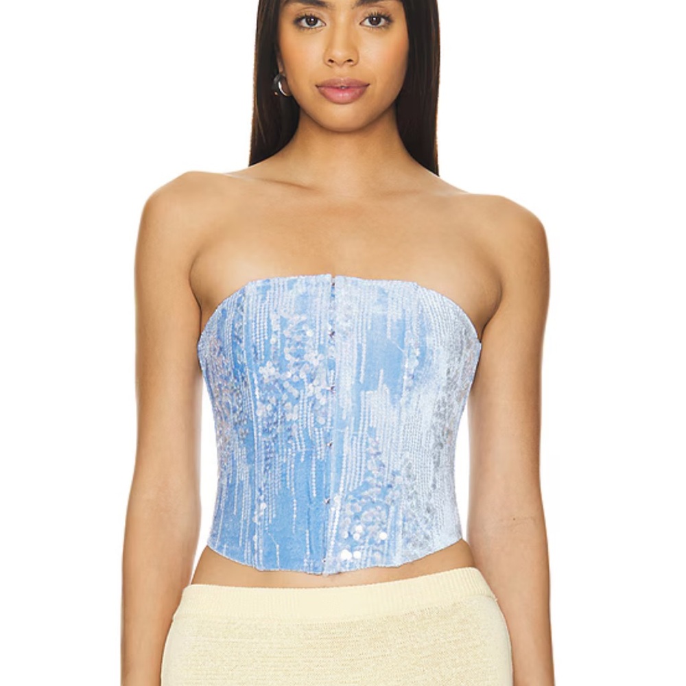 REVOLVE Kim Shui VELVET BUSTIER IN BLUE size XS NWT